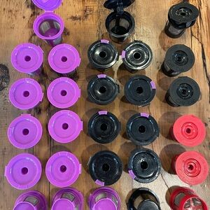 Assorted K-Cup Style Coffee Pod Holders in Purple, Black & Red